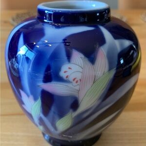 Japan Blue Floral Ceramic Vase